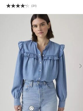 Levi's Gianna Light Blue Ruffle Yoke Blouse NWOT